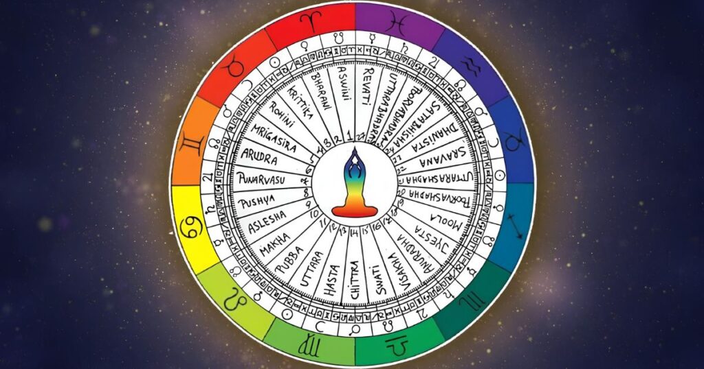 Carta astrológica védica representando a Astrologia Jyotish indiana
