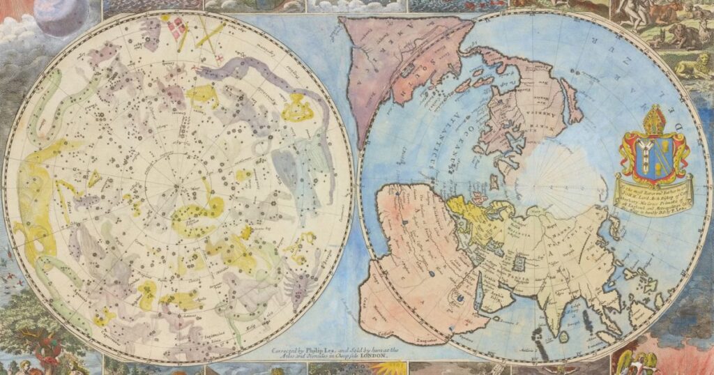 Mapa celestial antigo representando a história da Astrologia